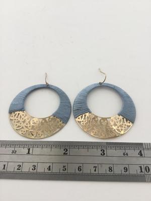 Gold tone blue hoop earrings