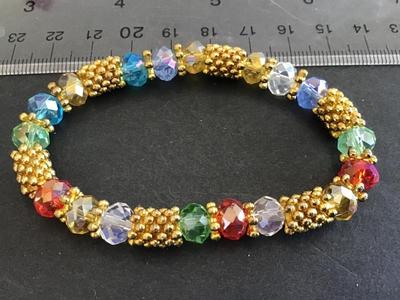 Crystal Glass Gold Tone Vintage Bracelet