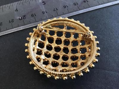 Pink Red Yellow Rhinestone Dome Brooch