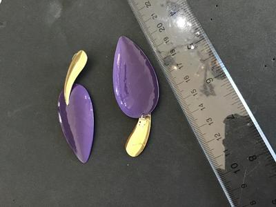 Pretty Plumb And Gold Tone Statement Earrings