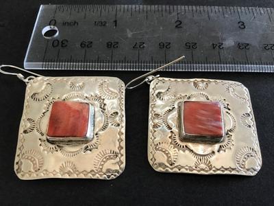 Gorgeous Vintage Sterling Silver Stone Earrings. Tested