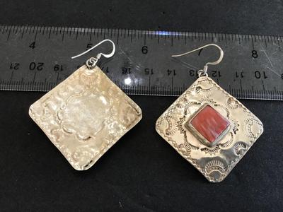 Gorgeous Vintage Sterling Silver Stone Earrings. Tested