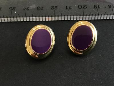 Gold Purple Enamel Earrings