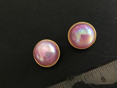 Vintage Pink Iradescent Clip on Earrings