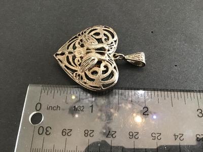 Large Vintage Kissing Bird Heart Pendant