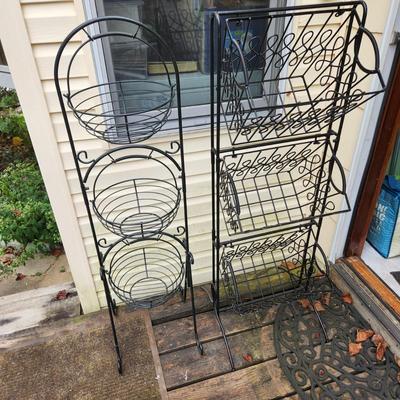2 Metal Hanging Fruit, Produce, Snacks, Organizing Basket Racks