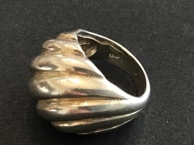 SSLC Signed Modernist Ribbed Wave Chunky Sterling Silver