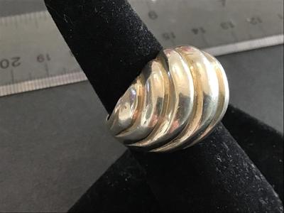 SSLC Signed Modernist Ribbed Wave Chunky Sterling Silver