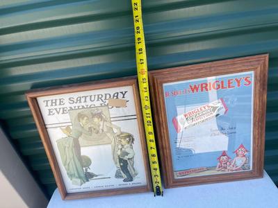 Sale Photo Thumbnail #572: Vintage Art Prints (Lot of 4). 2 Coca Cola advertisements, 1 Wrigley gum advertisement, and 1 Norman Rockwell print. Framed nicely, good condition.