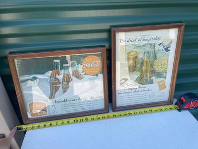 Sale Photo Thumbnail #565: Vintage Art Prints (Lot of 4). 2 Coca Cola advertisements, 1 Wrigley gum advertisement, and 1 Norman Rockwell print. Framed nicely, good condition.