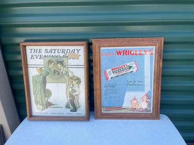 Sale Photo Thumbnail #568: Vintage Art Prints (Lot of 4). 2 Coca Cola advertisements, 1 Wrigley gum advertisement, and 1 Norman Rockwell print. Framed nicely, good condition.