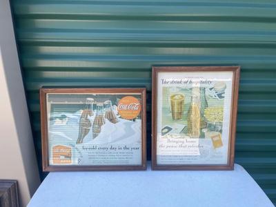 Sale Photo Thumbnail #562: Vintage Art Prints (Lot of 4). 2 Coca Cola advertisements, 1 Wrigley gum advertisement, and 1 Norman Rockwell print. Framed nicely, good condition.