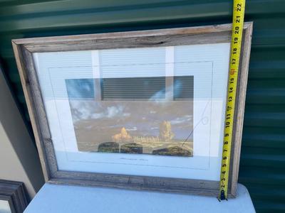 Sale Photo Thumbnail #578: Landscape Wall Art (Lot of 2). One photograph, one painting (appears to be acrylic). Similar sizes, the painting is slightly smaller.