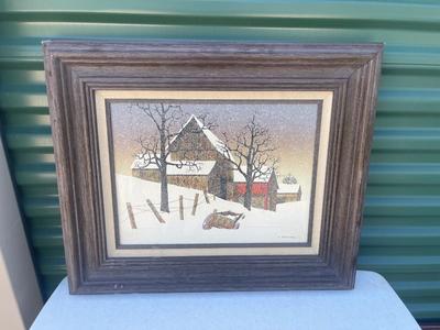 Sale Photo Thumbnail #579: Landscape Wall Art (Lot of 2). One photograph, one painting (appears to be acrylic). Similar sizes, the painting is slightly smaller.