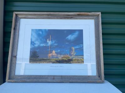 Sale Photo Thumbnail #574: Landscape Wall Art (Lot of 2). One photograph, one painting (appears to be acrylic). Similar sizes, the painting is slightly smaller.