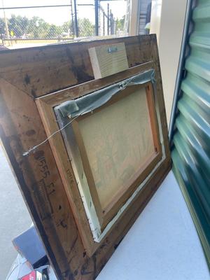 Sale Photo Thumbnail #581: Landscape Wall Art (Lot of 2). One photograph, one painting (appears to be acrylic). Similar sizes, the painting is slightly smaller.