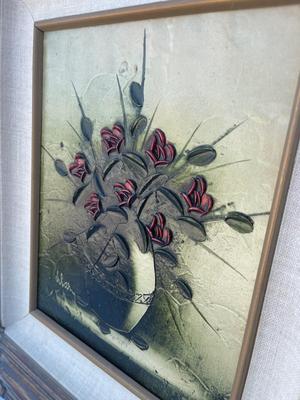 Sale Photo Thumbnail #585: Fine Art Wall Art (Lot of 2). One is an original oil painting, one a print of a charcoal drawing.
