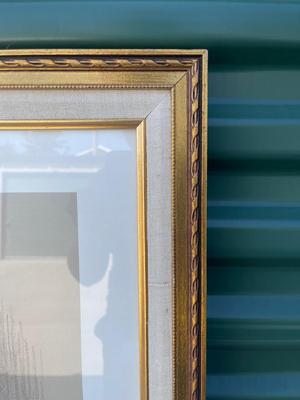 Sale Photo Thumbnail #594: Fine Art Wall Art (Lot of 2). One is an original oil painting, one a print of a charcoal drawing.