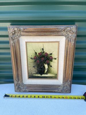 Sale Photo Thumbnail #589: Fine Art Wall Art (Lot of 2). One is an original oil painting, one a print of a charcoal drawing.