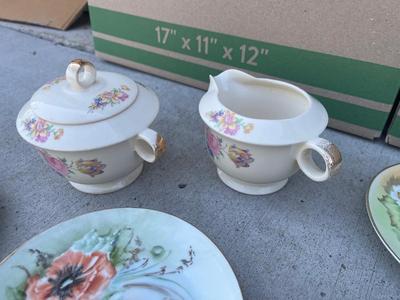 Sale Photo Thumbnail #626: Floral Mismatched Tea Service (Lot of 9)