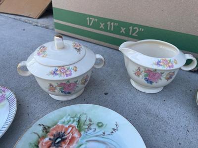 Sale Photo Thumbnail #624: Floral Mismatched Tea Service (Lot of 9)