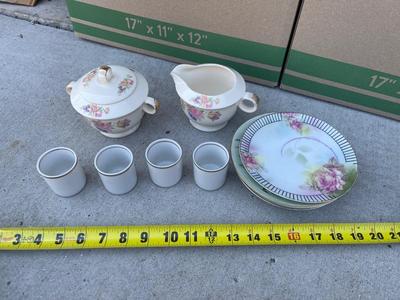 Sale Photo Thumbnail #632: Floral Mismatched Tea Service (Lot of 9)