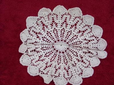 All hand crafted with care, 2 doilies and 1 small table cover/cloth.
