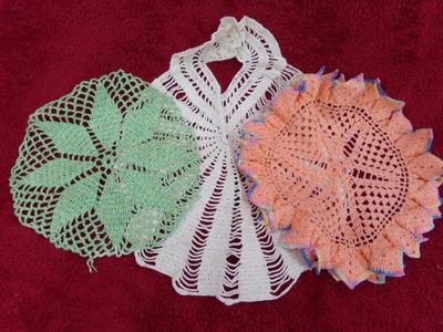 Lot of 3 hand crafted crocheted doilies.