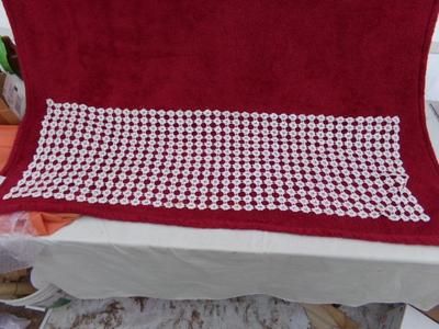 Hand crafted & finely detailed crocheted table runner about 43"x13"