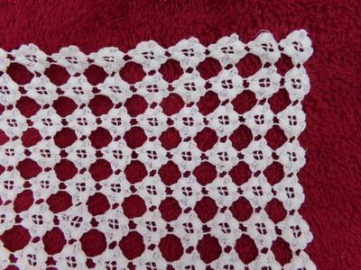 Hand crafted & finely detailed crocheted table runner about 43"x13"