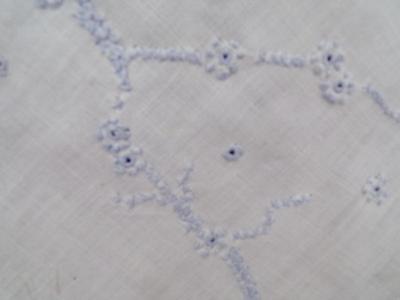 Hand embroidered round table cover. Blue Birds & floral designs.