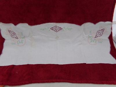 Embroidered hand crafted sofa table throw. Fine workmanship.