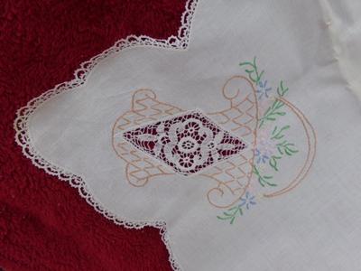 Embroidered hand crafted sofa table throw. Fine workmanship.