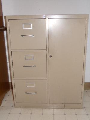 Combo file cabinet w/ small safe & 3 file drawers.