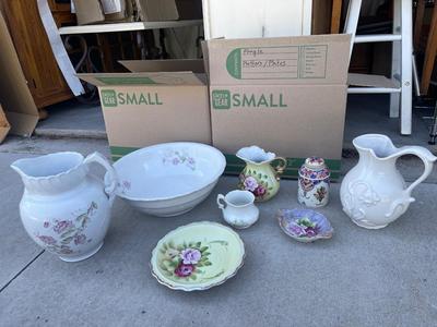 Sale Photo Thumbnail #691: Various Antique Pitchers and Bowls (Lot of 8)