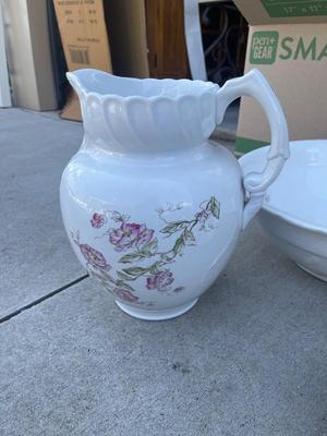 Sale Photo Thumbnail #688: Various Antique Pitchers and Bowls (Lot of 8)