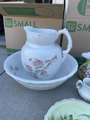 Sale Photo Thumbnail #692: Various Antique Pitchers and Bowls (Lot of 8)