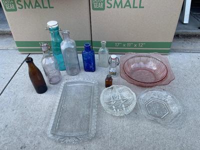 Sale Photo Thumbnail #701: Various Glass Bowls and Bottles (Lot of 12)