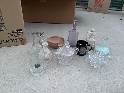 Sale Photo Thumbnail #706: Various Glass and Ceramic Vessels (Lot of 10)