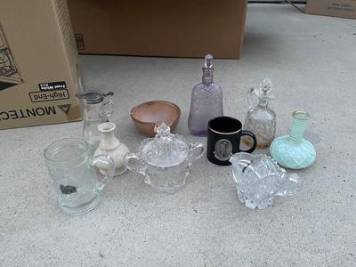 Sale Photo Thumbnail #705: Various Glass and Ceramic Vessels (Lot of 10)