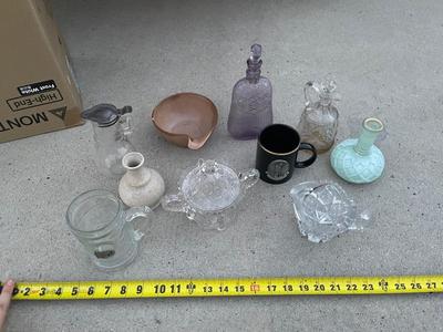 Sale Photo Thumbnail #708: Various Glass and Ceramic Vessels (Lot of 10)