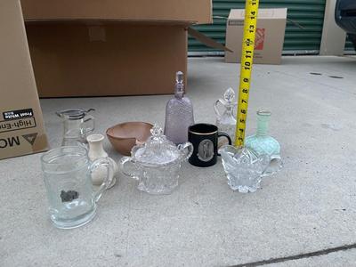 Sale Photo Thumbnail #709: Various Glass and Ceramic Vessels (Lot of 10)