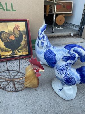 Sale Photo Thumbnail #719: Various Chicken and Rooster Decorations (Lot of 6)