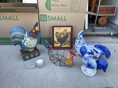 Sale Photo Thumbnail #717: Various Chicken and Rooster Decorations (Lot of 6)