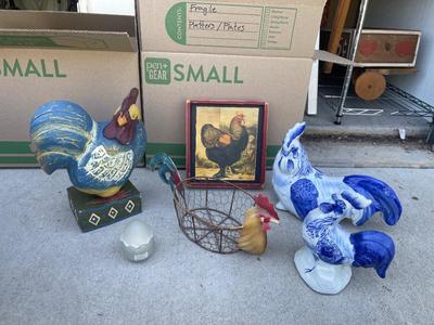 Sale Photo Thumbnail #716: Various Chicken and Rooster Decorations (Lot of 6)