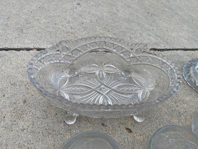 Sale Photo Thumbnail #748: Cut Glass Punchbowl Set Plus 2 Serving Plates (Lot of 10). Comes with stand for punchbowl and 6 cups.