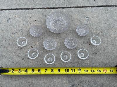 Sale Photo Thumbnail #755: Set of Antique Glass Salt Cellars (Set of 11). Believed to be Westmoreland Glass, but unsure.