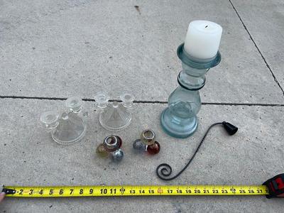 Sale Photo Thumbnail #760: Assorted Candleholders and Damper (Lot of 6)