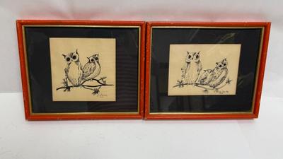 Sale Photo Thumbnail #52: Ink drawings by V. Anne Smith, 1974.  In great, framed condition.