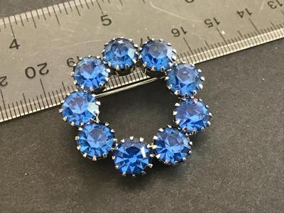 Blue Rhinestones Brooch Vintage